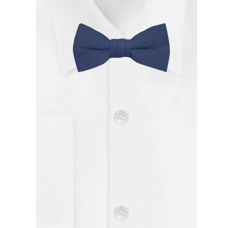 Jacob Alexander Boy's Kids Pretied Banded Adjustable Solid Color Bowtie - Steel Blue - Image 2